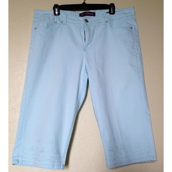 Gloria Vanderbilt Pants - Embroidered Aqua Blue Aiden Skimmer Pants Plus 16